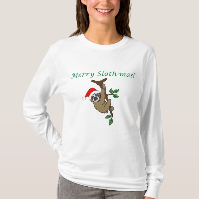 Glad Sloth-mas! Långärmad Jersey Tröja (Framsida)