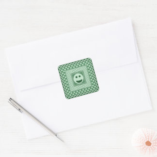 Glad Smile Klistermärkesark i Grönt Fyrkantigt Klistermärke
