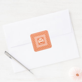 Glad Smile Klistermärkesark i Orange Fyrkantigt Klistermärke