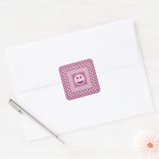 Glad Smile Tilläggsklistermärken i Rosa Fyrkantigt Klistermärke