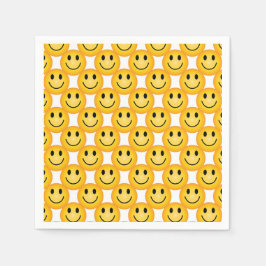 Glad Smiley Ansikte Emoji Tryckt Fest Pappersserve Pappersservett