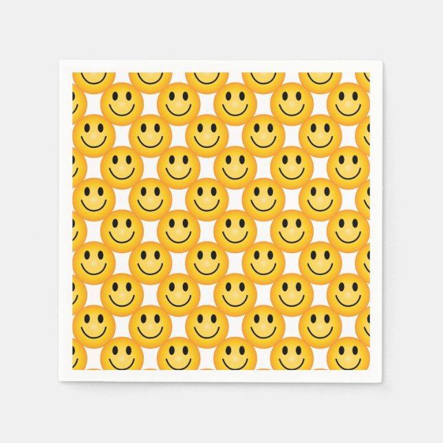 Glad Smiley Ansikte Emoji Tryckt Fest Pappersserve Pappersservett (Framsidan)