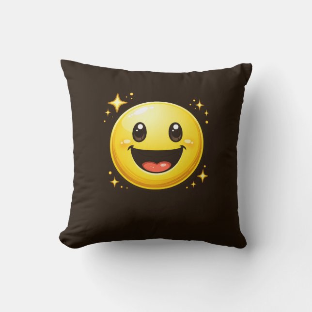 Glad Smiley Ansikte med Gnistor Kudde (Framsida)