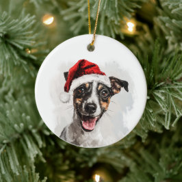 Glad Smooth Fox Terrier Jul Personlig Julgransprydnad Keramik