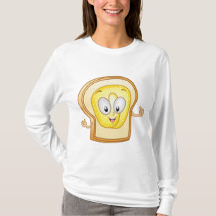 Glad Smörgås Tecknad Karaktär Lyckligt Bröd T Shirt