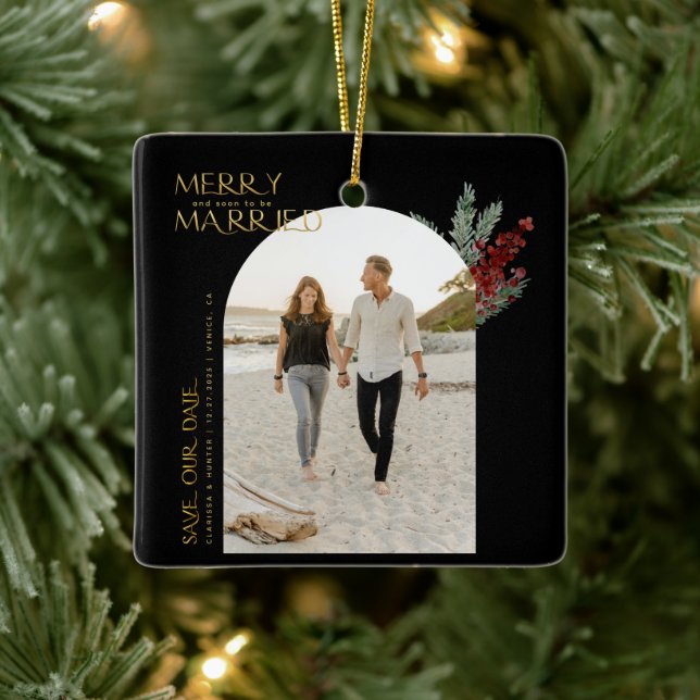 Glad snart bröllop Jul Spara Datum  Julgransprydnad Keramik (Träd)