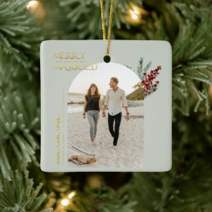 Glad snart gift jul spar datum julgransprydnad keramik