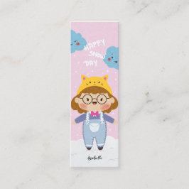 Glad snödag Illustrationsnamn Bokmärke Mini Visitkort