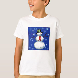 glad snögubbe i top hat t-shirt