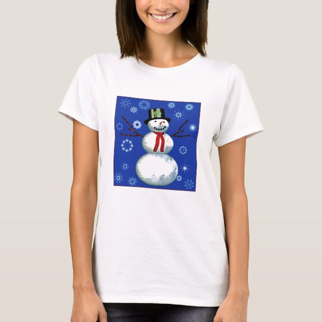 glad snögubbe i top hat tee (Framsida)