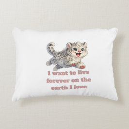Glad Snöleopard Vilda Djur Bevarande Inspirati Prydnadskudde