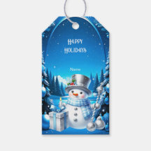 Glad snöman i en snig skog presentkort