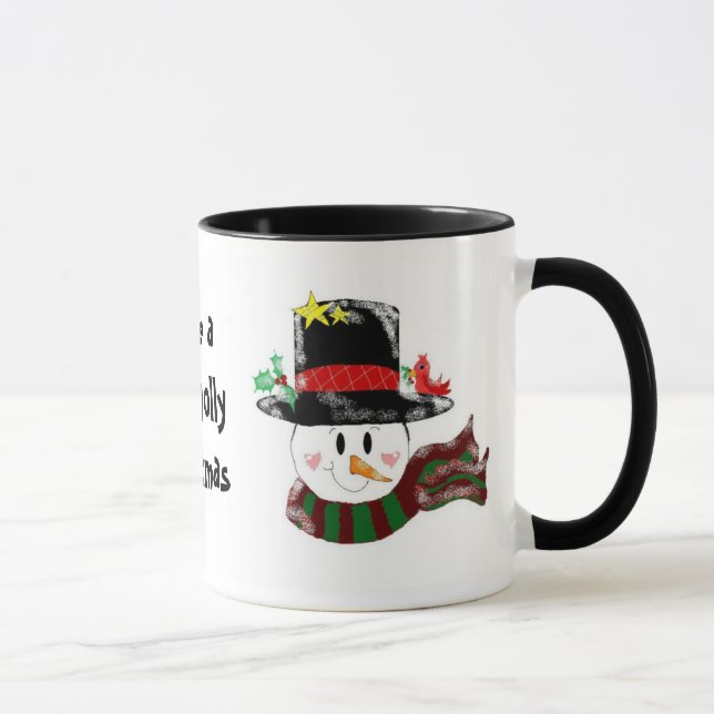 Glad snöman i hög svart hatt mugg (Höger)