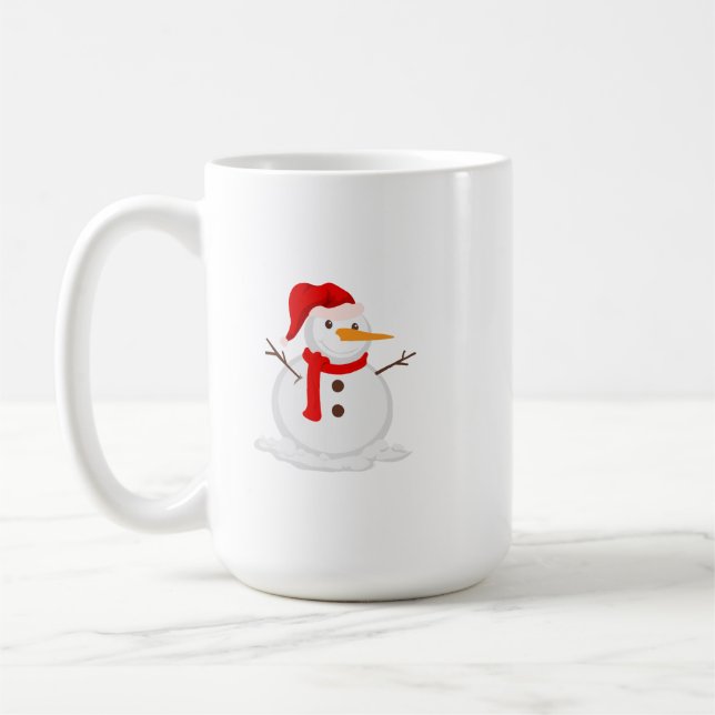 Glad snöman i tomteluva kaffemugg (Vänster)