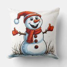 Glad snöman iklädd vintermössa