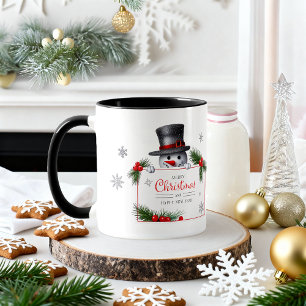 Glad snöman jul nyår gratulationer mugg