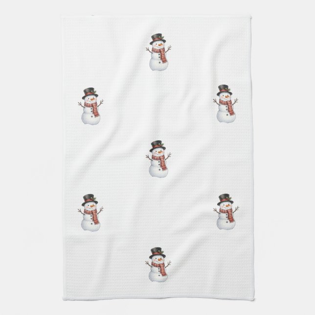 Glad snöman kökshandduk (Vertikal)