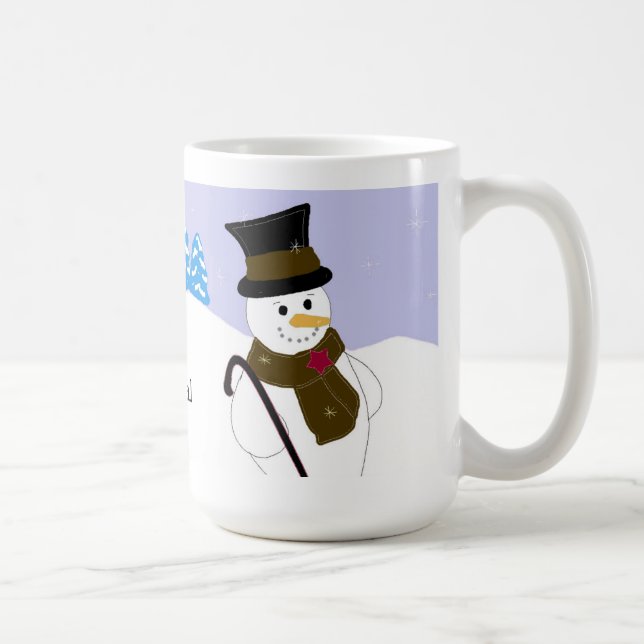 Glad snöman med talesätt kaffemugg (Höger)