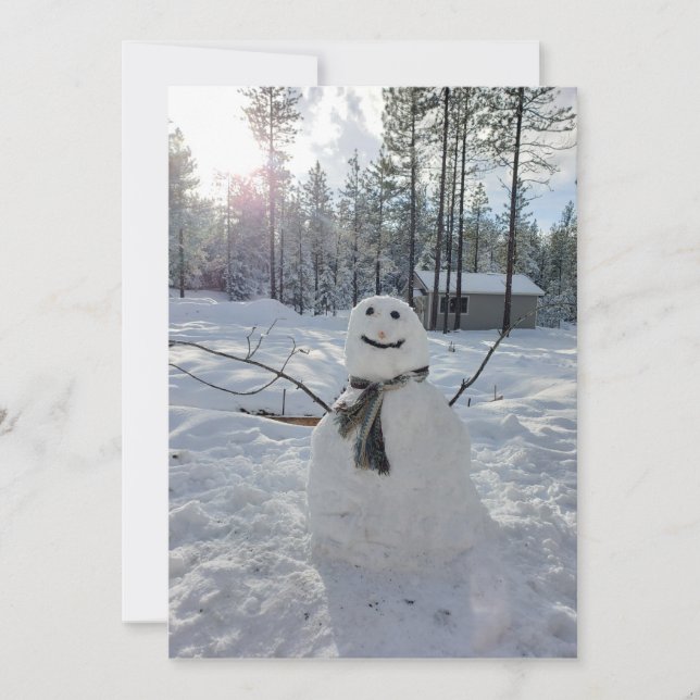 Glad snöman original vinterfotografi julkort (Framsida)