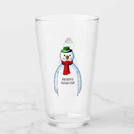Glad snöman på en julglas kopp