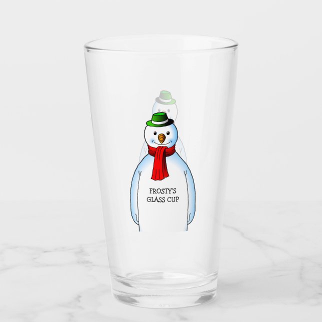 Glad snöman på en julglas kopp (Framsida)