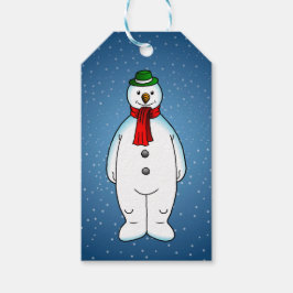 Glad snöman presentetikett