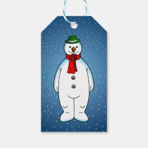 Glad snöman presentetikett