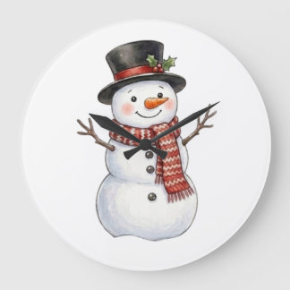 Glad snöman stor klocka