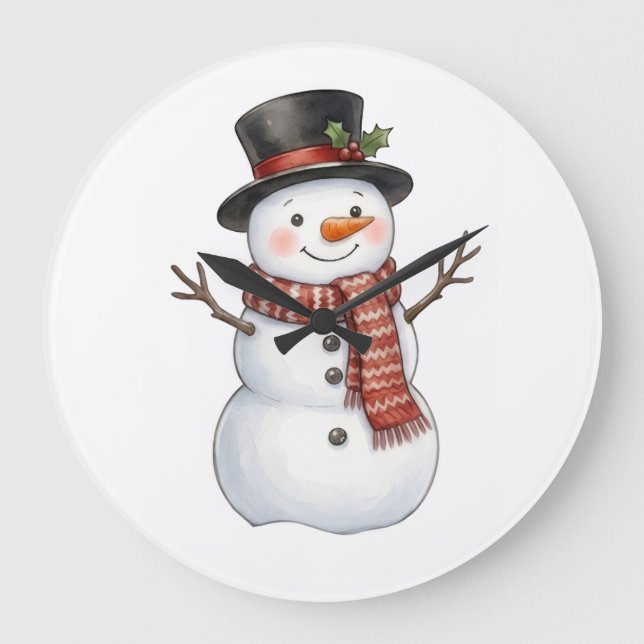 Glad snöman stor klocka (Framsida)