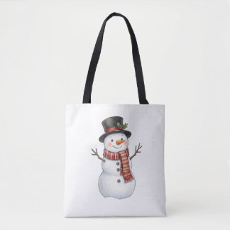 Glad snöman tygkasse
