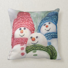 GLAD SNÖMANFAMILJ KUDDE