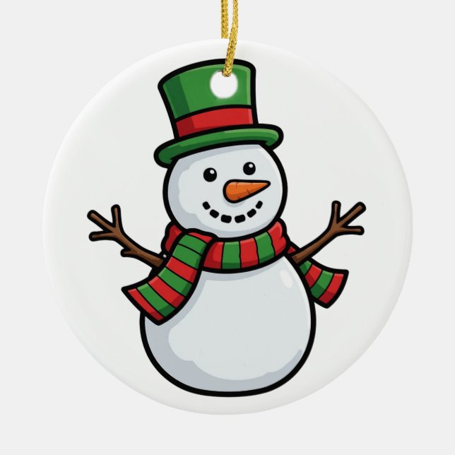 Glad snömann vinter prydnad julgransprydnad keramik (Framsidan)