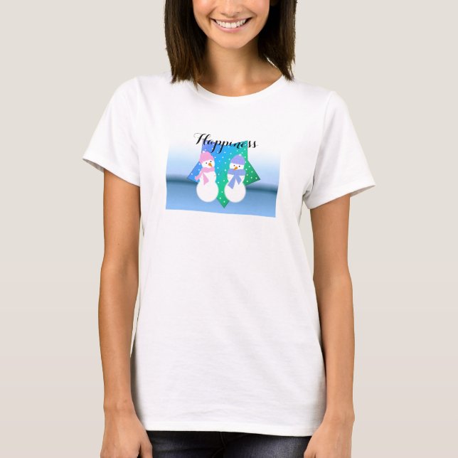 Glad Snömannapar Tee Shirt (Framsida)