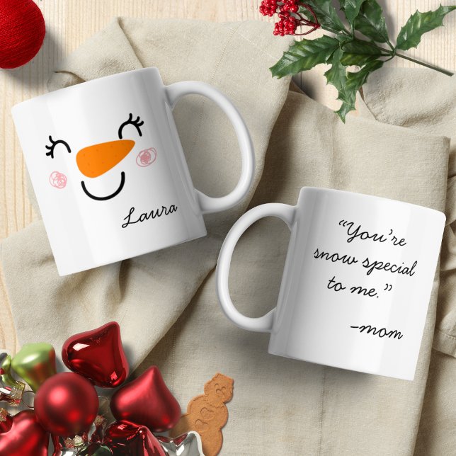 Glad Snömannen Ansikte Kaffe Muggar Från Mamma (Skapare uppladdad)