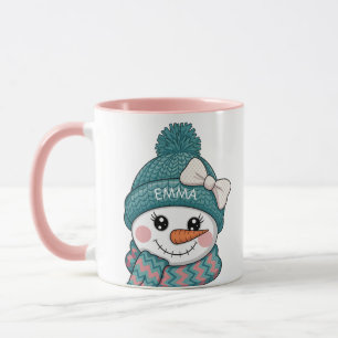 Glad Snömannen Ansikte Namn Jul bow Mugg
