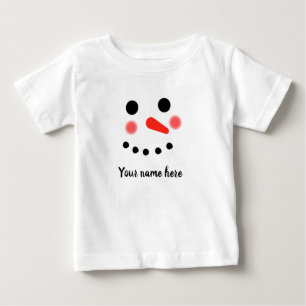 Glad Snömannen Ansikte Personlig Namn T-Shirt