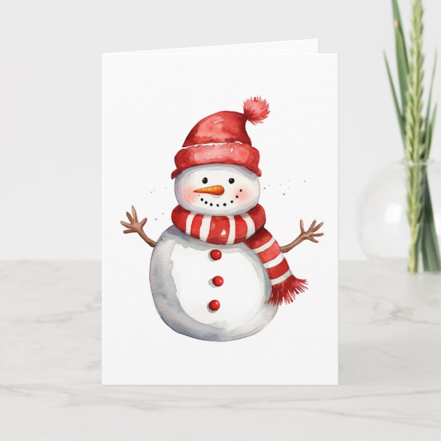 Glad snömannen julkort – tomt vinterkort  helgkort (Framsida)