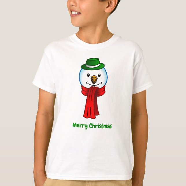 Glad snömannen med sin röda halsduk t shirt (Framsida)