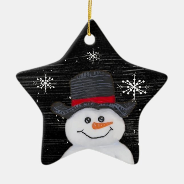 Glad Snömannestjärna Ornament (Framsidan)