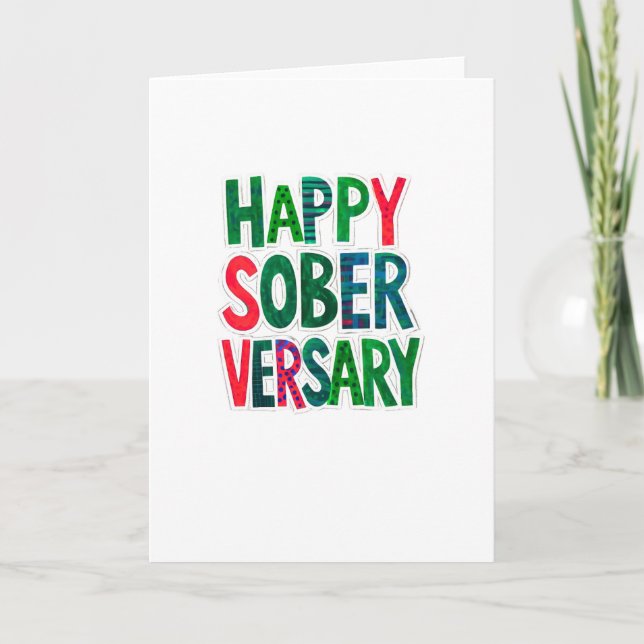 Glad Soberversary-kort, 5x7", kuvert ingår  Kort (Framsida)
