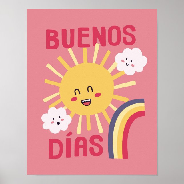 Glad sol barnkammar konst på spanska poster (Framsidan)