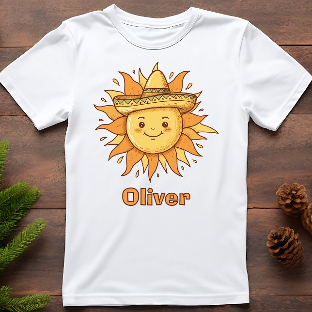 Glad sol med Sombrero - Solig Fiesta-klotter T Shirt (Skapare uppladdad)