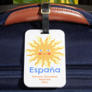 Glad sol Spanien Italien Mexiko Familjeåterträff Bagagebricka