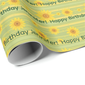 Glad Solros Lycklig Födelsedag Personlig Namn Presentpapper