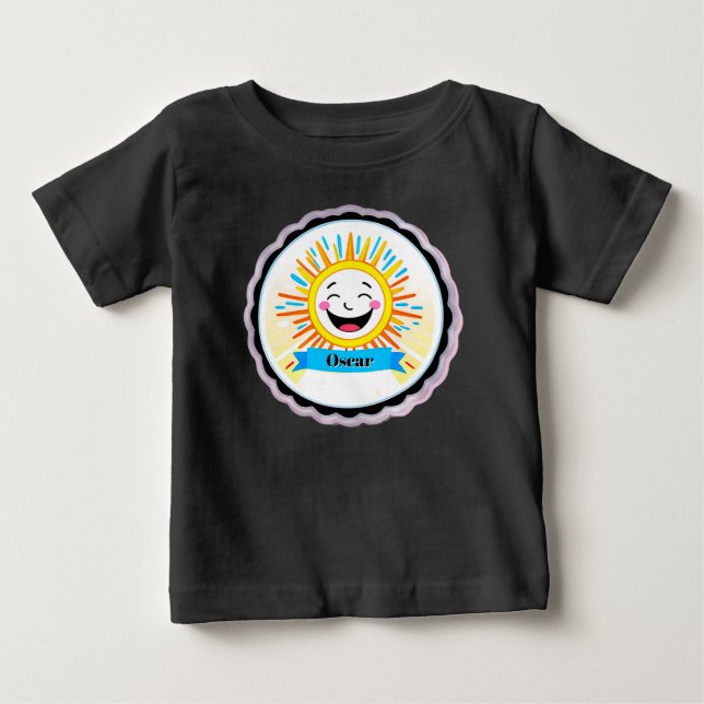 Glad solserie med leende ansikte t shirt (Framsida)