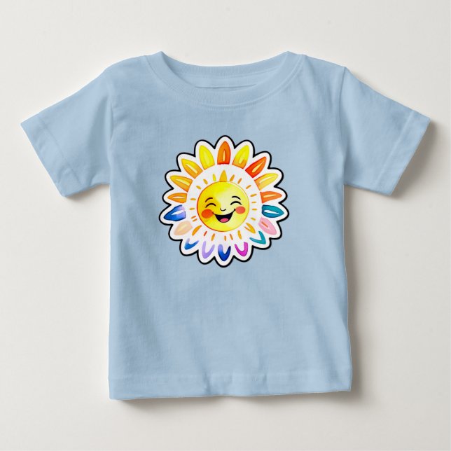 Glad solserie med leende ansikte t shirt (Framsida)
