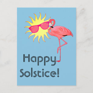 Glad Solstånd Flamingo och Solansikte Vykort