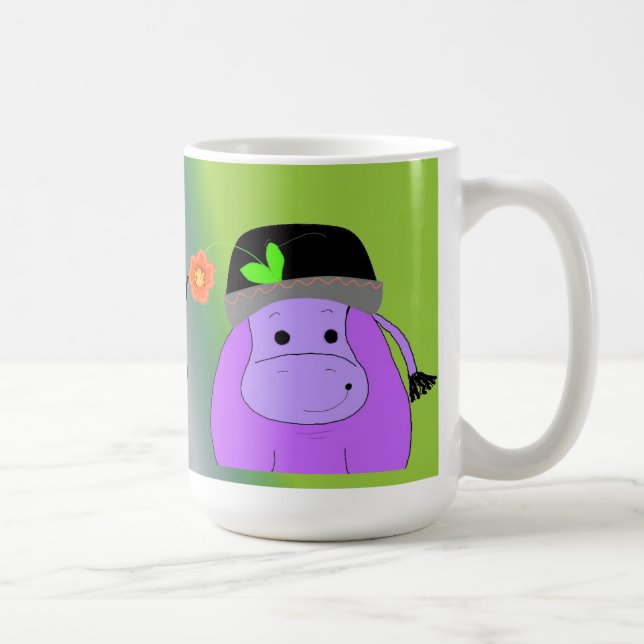 Glad som en flodhäst - Lila flodhäst Kaffemugg (Höger)