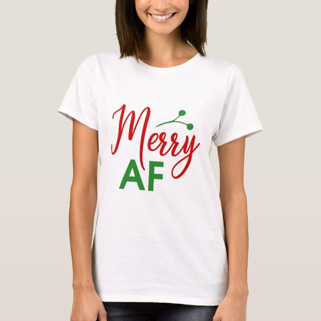 Glad som F*** Rolig jul Xmas T Shirt (Framsida)