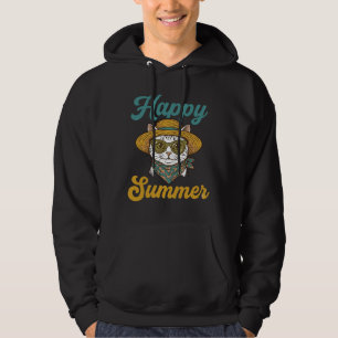 Glad sommar katt vintage gravyr skjorta design_1 hoodie